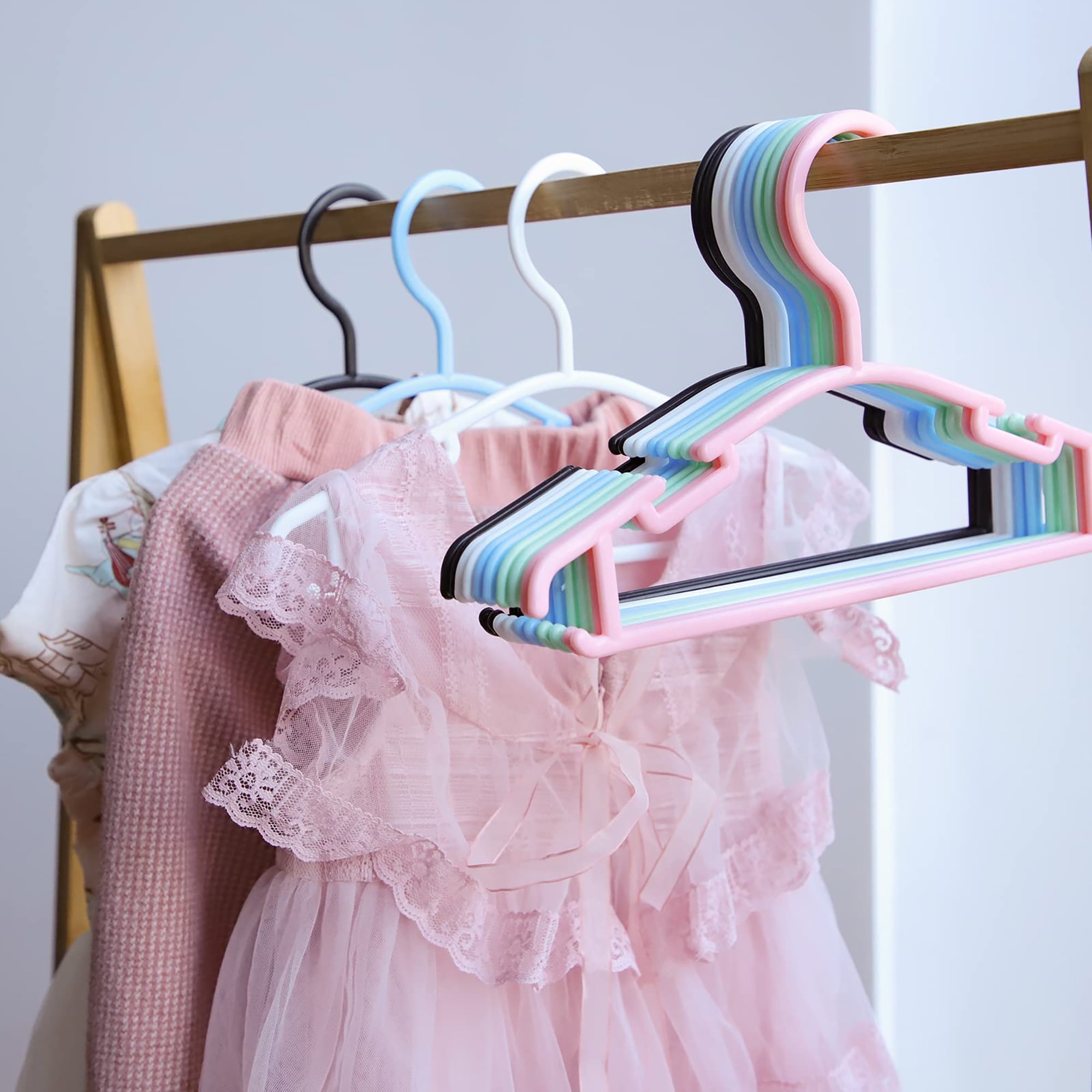 60Pcs-10.2in pink plastic hanger child hanger baby hanger girl