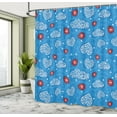 thumbnail image 5 of Ambesonne Cartoon Shower Curtain, Ladybugs Hearts Clouds, 69"Wx70"L, Blue Red, 5 of 5