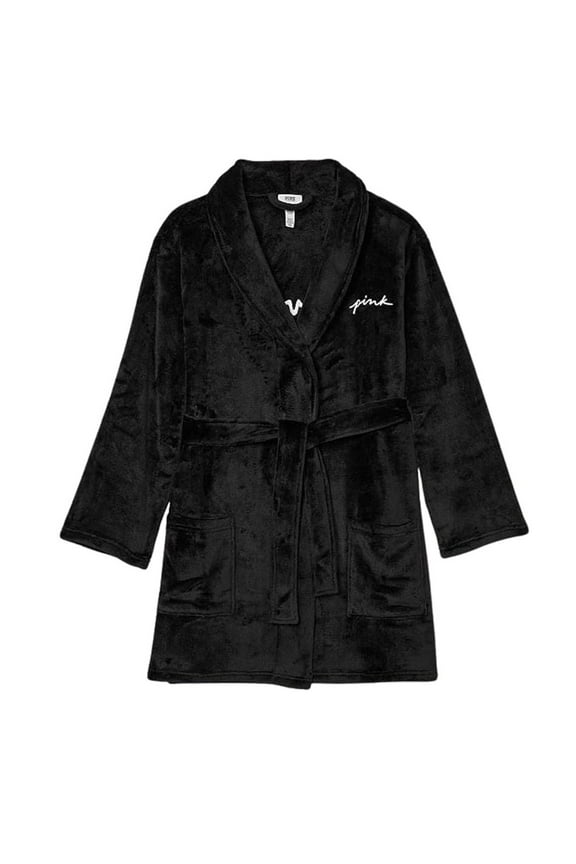 Pink Fluffy Short Robe Color Black Size XS/S NWT