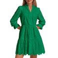 thumbnail image 1 of Vestido PRETTYGARDEN para mujer, primavera 2025, manga larga, cuello en V, 1 of 8
