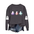 thumbnail image 3 of Feancey Graphic Sweatshirts for Women Funny Cute Ghost Print Halloween Tops Fall Long Sleeve Crewneck Sweatshirt Teen Girl Y2K Clothes Dark Gray XL, 3 of 9
