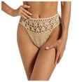 thumbnail image 2 of HOWPAY Bikini Bottoms Women High Waisted Crochet Hollow Out V Cut Basic Swim Briefs Full Coverage Solid Color Beach Pool Bathing Suit Bottoms Beige L, 2 of 4