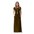 thumbnail image 1 of U.Vomade Femmes Manches Courtes Col Rond Poche Décontractée Longue Dress, 1 of 4