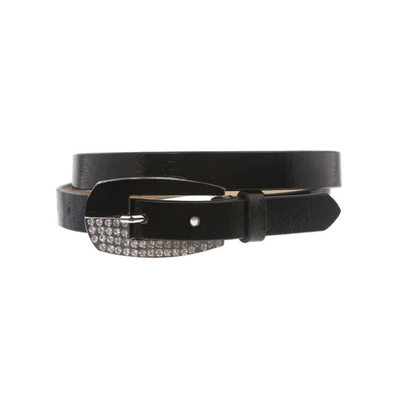 Woman's Rhinestone Patent Leather Skinny Belt
