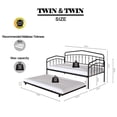 thumbnail image 4 of Miniyam Metal Twin Daybed with Pull Out Twin Trundle,Trundle Bed for Living Room Guest Room,Black(Mattress not included), 4 of 9