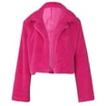 thumbnail image 4 of VERUGU Womens Jackets Casual Cropped Faux Fur Coat Parka Shaggy Coat Fall Winter Long Sleeve Outerwear Fluffy Solid Jackets Hot Pink M, 4 of 6