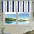 thumbnail image 3 of Navy Blue Stripe Farmhouse Short Window Curtain Valances, Geometric Grey White Vertical Striped Rod Pocket Kitchen Valances for Living Room Bedroom Bathroom Cafe 42" x 18", 3 of 8