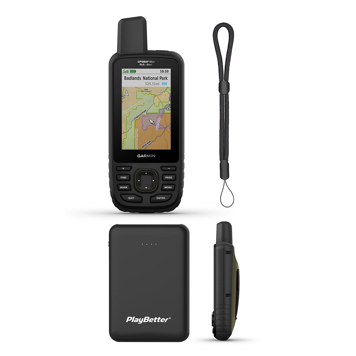 Garmin GPSMAP 66sr Hiking GPS Handheld Bundle with PlayBetter Portable