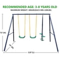thumbnail image 5 of Metal Swing Set Outdoor with Glider for Kids, 2 Seats and 1 Swing Glider, Ages 3-8, Hold up to 440lbs, 5 of 10
