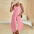 thumbnail image 5 of SUYOLL Women Casual Jumpsuits U Neck Sleeveless Spaghetti Strap Baggy Overalls Solid Color with Pocket Sporty Overalls, 5 of 6