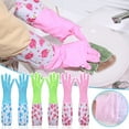 thumbnail image 2 of Mingjia Apron Sleeve,1 Pair Of Sleeves 2 Pcs ( ),Rubber Cleaning Household Flock Gloves Latex Cuff Water-Proof Medium Dishwashing Gloves Long Kitchen，Dining & Bar, 2 of 9