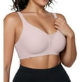thumbnail image 2 of Qylux Wireless Bras for Women - No Underwire Push Up, Supportive Full Coverage, Seamless Crossover Bralette, Comfort Lift Everyday Bra,3XL,Pink, 2 of 9