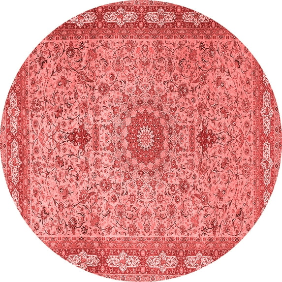 Ahgly Company Indoor Round Medallion Red Traditional Area Rugs, 6' Round