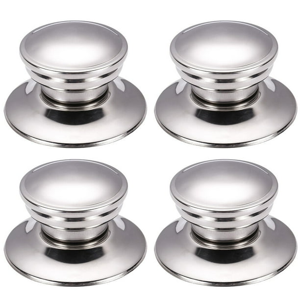 BRIGHTFUFU 4 piezas de asas para tapas de ollas de cocina, cubiertas de sartenes, asas de acero inoxidable, accesorios para ollas