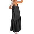 thumbnail image 3 of DYMADE Women Baggy Loose V-Neck Adjustable Spaghetti Strap Midi Pleated Dress, 3 of 4
