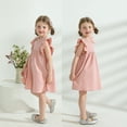 thumbnail image 4 of Younger Tree Baby Girls Casual Dress Kid Cotton Linen Ruffle Sleeveless Solid Party Dresses Clothes for 3-4T, 4 of 8