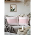 thumbnail image 2 of Outdoor Pillows Waterproof, Pink Striped Throw Pillows with Inserts Included, Modern Color Block Farmhouse Stripes Indoor Outdoor Decorative Lumbar Pillow for Bed/Couch/Patio 18"x18", 2Pcs, 2 of 8
