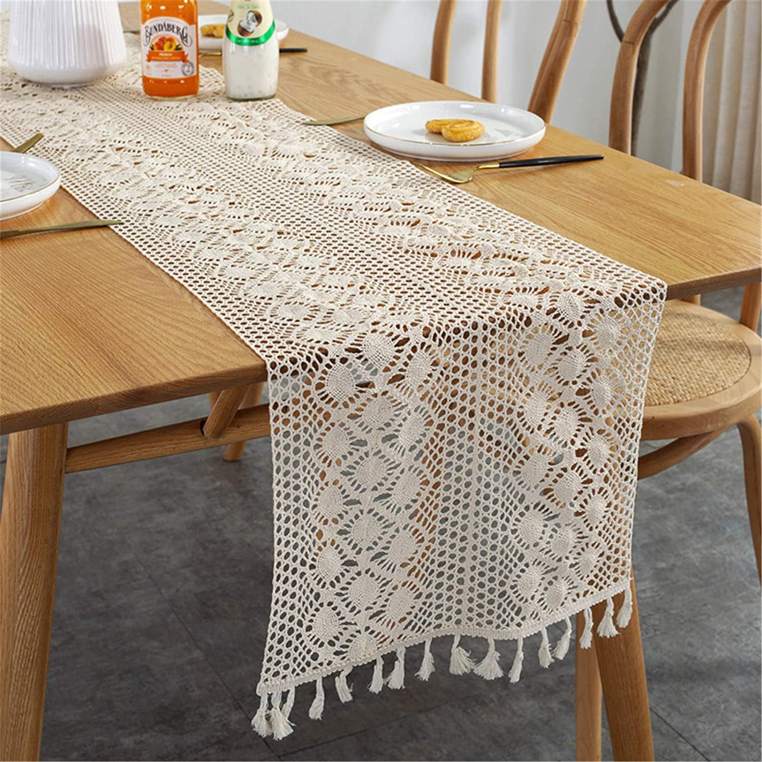 Vintage milk embroidered crocheted border tablecloth Handmade