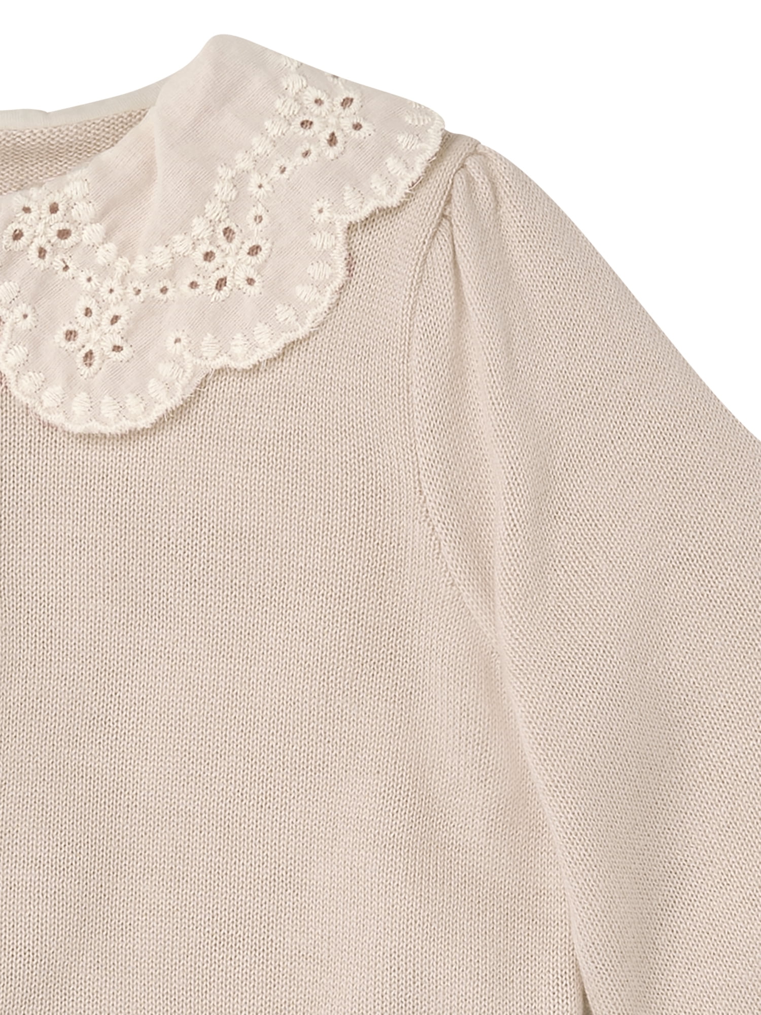 Modern Moments by Gerber Baby Girl Eyelet Collar Sweater, Sizes 0/3 Months - 24 Months