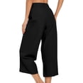 thumbnail image 6 of Enjoytime Womens Capri Pants High Waist Pleated Wide Leg Capris Summer Casual Loose Plus Size Pants with Pockets, 6 of 7
