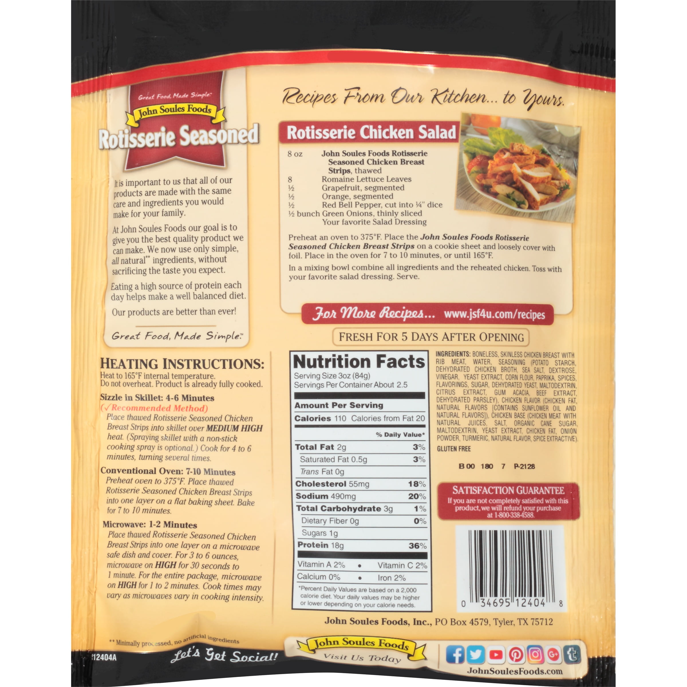 John Soules Foods Rotisserie Style Chicken Breast Strips 8 Oz with The Brilliant  nutrition facts 8 oz chicken breast with regard to Household