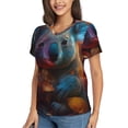 thumbnail image 2 of Vsdgher Forest Koala Women Shirts V Neck Short Sleeve Tops T-Shirt Basic Tees, S to 3XLLarge, 2 of 5