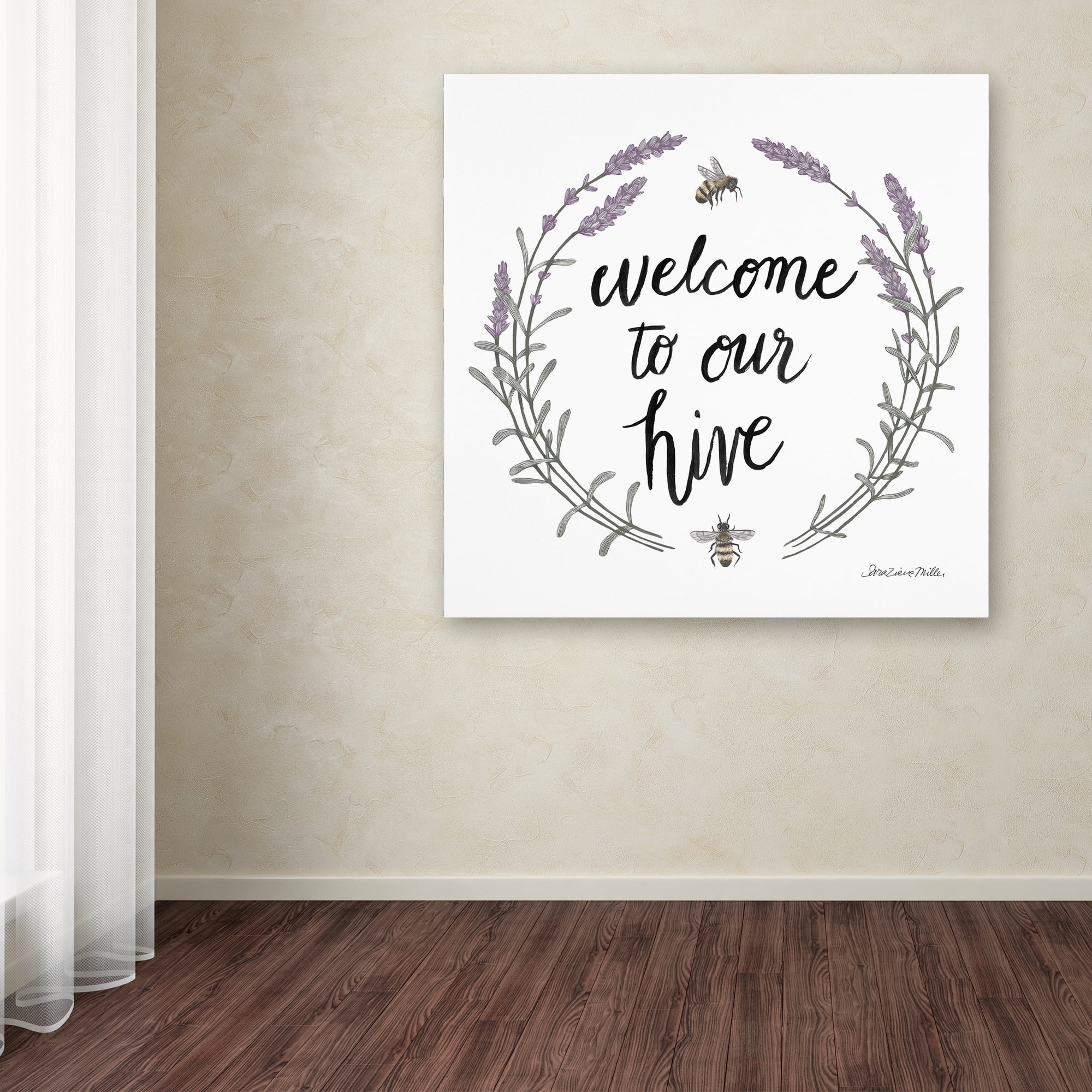 Trademark Fine Art 'Happy to Bee Home Words II' Canvas Art by Sara Zieve Miller