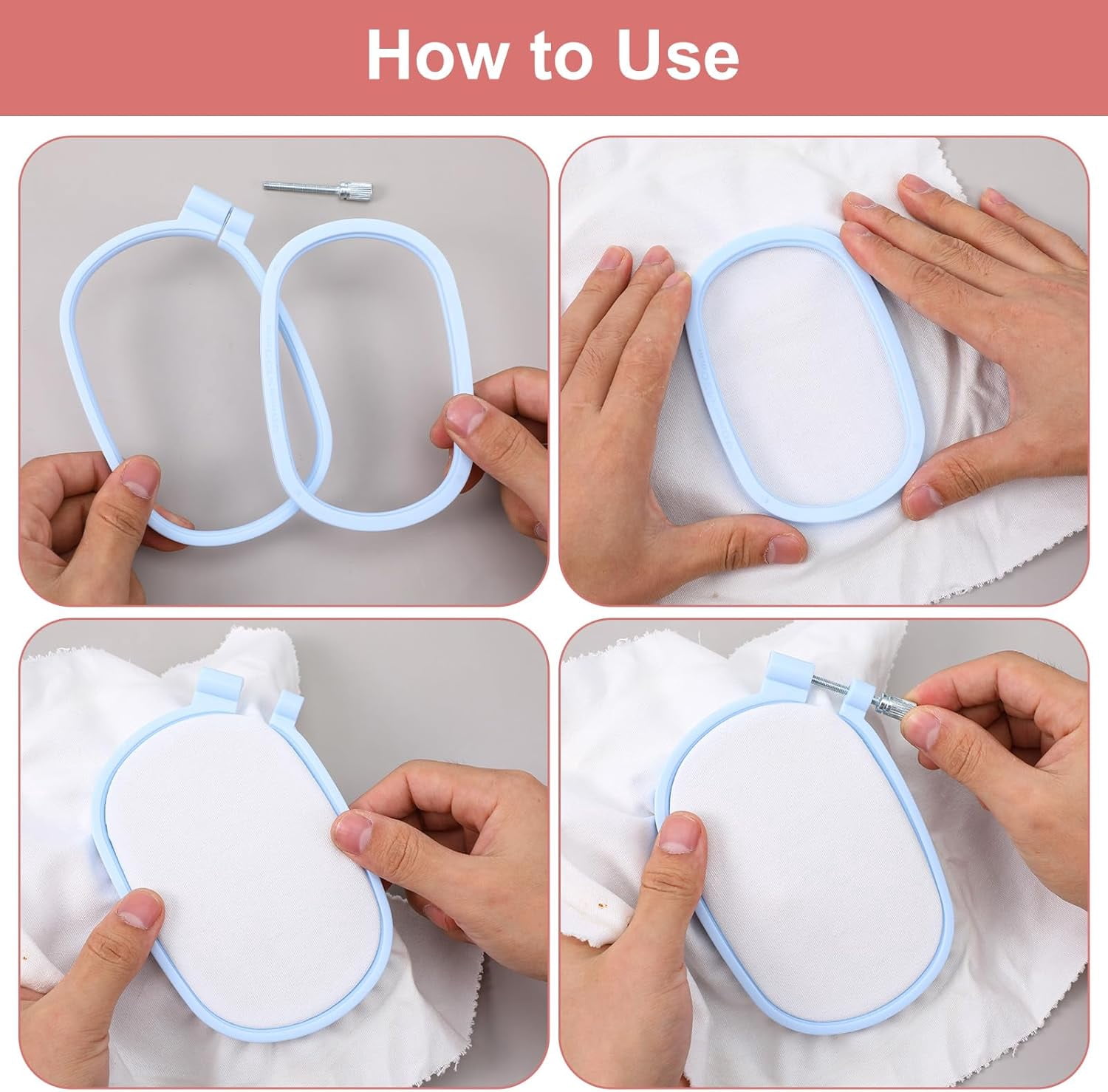 ABPETE Rectangle,Square Embroidery Hoops,Plastic Cross Stitch Hoop Reusable Frames Rings for DIY Sewing Projects(5 Colors,5 Pack )