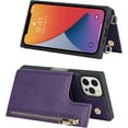 thumbnail image 4 of Crossbody Wallet Case for iPhone 13 Pro Max with Card Slot Holder,iPhone 13 Pro Max Magnetic Flip Folio Purse Case, PU Leather Zipper Handbag with Detachable Lanyard Strap 6.7 Inch 5G (Purple), 4 of 15