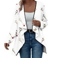 thumbnail image 2 of Ounisa Women's Open Front Cardigan Christmas Tree Snowman Snowflake Santa Claus Elkhorn Graphic Shirt with Pockets Long Sleeve Lightweight Coat, 2 of 7