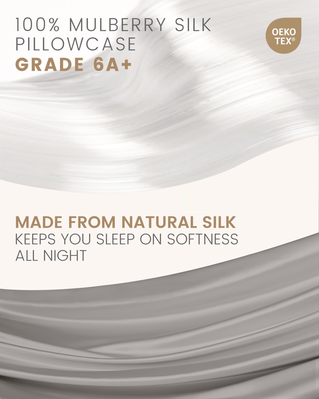 THXSILK 19 Momme Silk Pillowcase, Mulberry Silk Pillow Case with Hidden Zipper, Both Sided 100% Natural Mulberry Silk, Queen Size(20"x30"), Charcoal