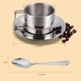thumbnail image 2 of Taza De Café De Acero Inoxidable, Platillo, Cuchara, Juego De Tazas De Café De Doble Pared Minnieouse HA033223-00, 2 of 6