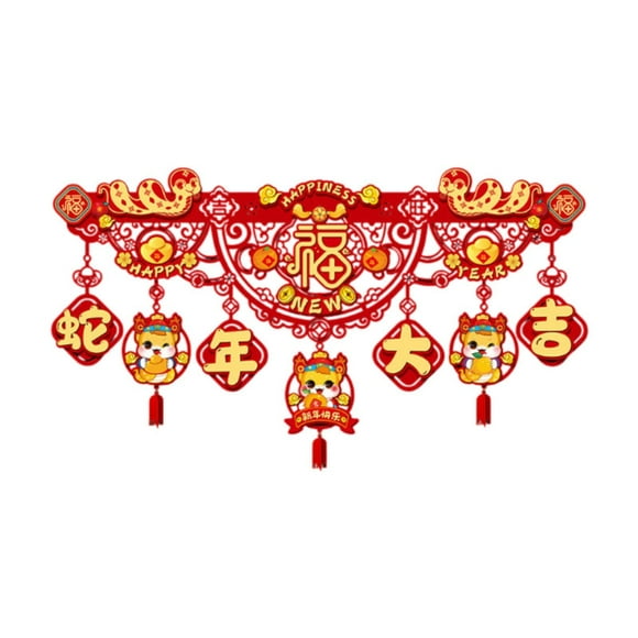 yuksok Chinese New Year Banner Garland 2025 Snake Door Bedroom Lunar New Year Decor A