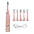 thumbnail image 3 of Cepillo de dientes eléctrico para niños, 6 cabezales, cepillo de dientes sónico para bebés, cepillo de dientes blanqueador, cerdas suaves, higiene bucal para niños, 3 of 5