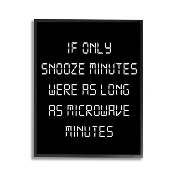 Stupell Industries Snooze Vs Microwave Minutes Typography Painting Black Framed Art Print Wall Art, 11 x 14