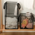 thumbnail image 6 of Small Collapsible Laundry Baskets with Handles Foldable Dirty Cloth Basket Bulk for Bathroom Laundry Room Kids Room College Dorm Travel Camping Organizer Black, 2 Layer, 6 of 6