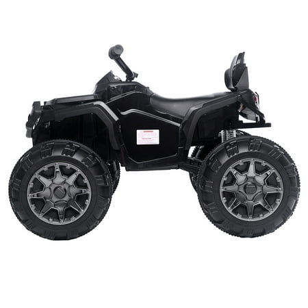 Kids Ride ON Toys For Girls, Quad 12 Volt Ride ON Toys Battery Powered, 4-Wheeler ATV Ride ON Toy w/ 2 Speed, LED Lights, AUX Jack, Radio, Electric Motorcycle for Boys, 3-8 Years Old, Black,