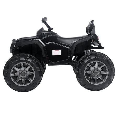 Kids Ride ON Toys For Girls, Quad 12 Volt Ride ON Toys Battery Powered, 4-Wheeler ATV Ride ON Toy w/ 2 Speed, LED Lights, AUX Jack, Radio, Electric Motorcycle for Boys, 3-8 Years Old, Black,