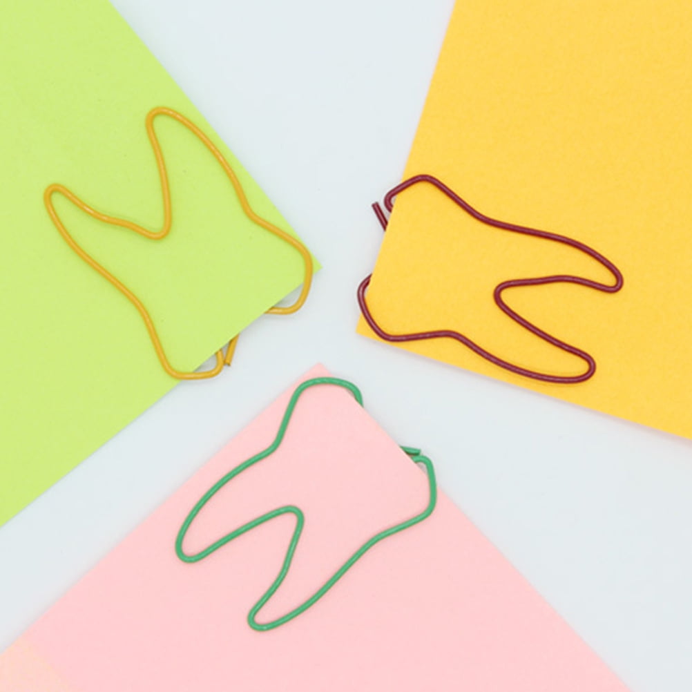Worgeous 200 Pcs Colorful Tooth Shaped Clips Paper Clips Creative Note Clips Paper Pin Clip for Party Gift Office Hand Account ( Color)