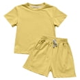 thumbnail image 2 of Spazoro Toddler Girls 2PC Outfit Set, Floral Print Casual Short Sleeve T-Shirt & Shorts Cotton Summer Clothes Set for Baby Yellow Size 2, 2 of 7