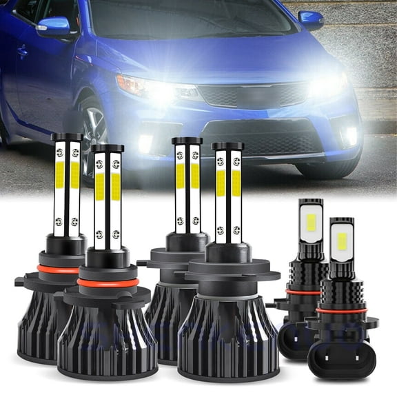For 2019-2020 Kia Forte LED Headlight Bulbs 4-side H7 9005 High Low Beam 9006 Fog Lights 6x Bulbs Combo