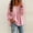 Pink, variant on Women's Boho Cute Ruffle Sleeve Asymmetrical Pleated Blouse – Comfy Loose Long Sleeve Daily Lounge Top White,L