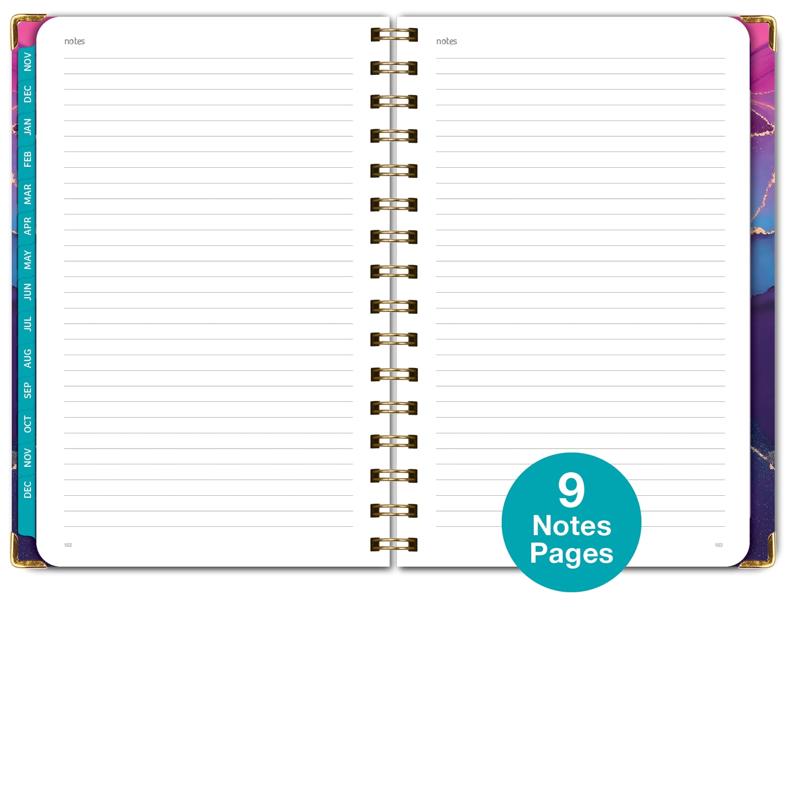 Global Printed Products Hardcover 2025 Daily, Monthly & Weekly Planner 5.5"x8", Pink Purple Marble