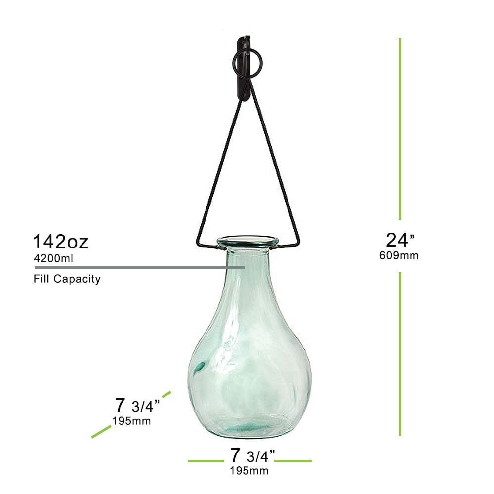 Couronne Co Gourd Recycled Glass Wall Vases for Flowers, Decorative Vases for Home Decor with Metal Holder - 142 oz
