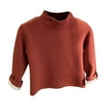 thumbnail image 3 of Swuxness Toddler Fleece Long Sleeve Shirt, Toddler Fall Tops, Kids Solid Color Round Neck Fleece Warm Pullover Shirt for Boys and Girls Brown, 4-5 Years, 3 of 4