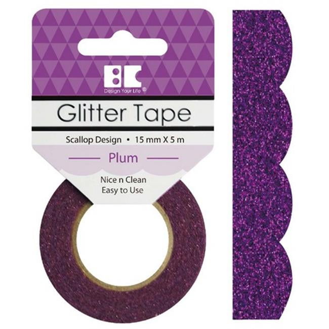 Best Creation Designer Glitter Tape 15mmX5mPlum Scallop