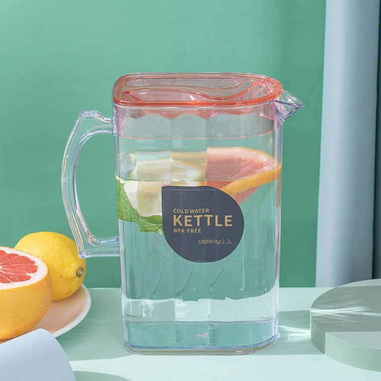 Aurigate Fridge Door Water Pitcher with Lid Perfect for Making Tea, Juice and Cold Drink, Water Jug Made of Clear Pet, No Smell Clear Fiber Glass