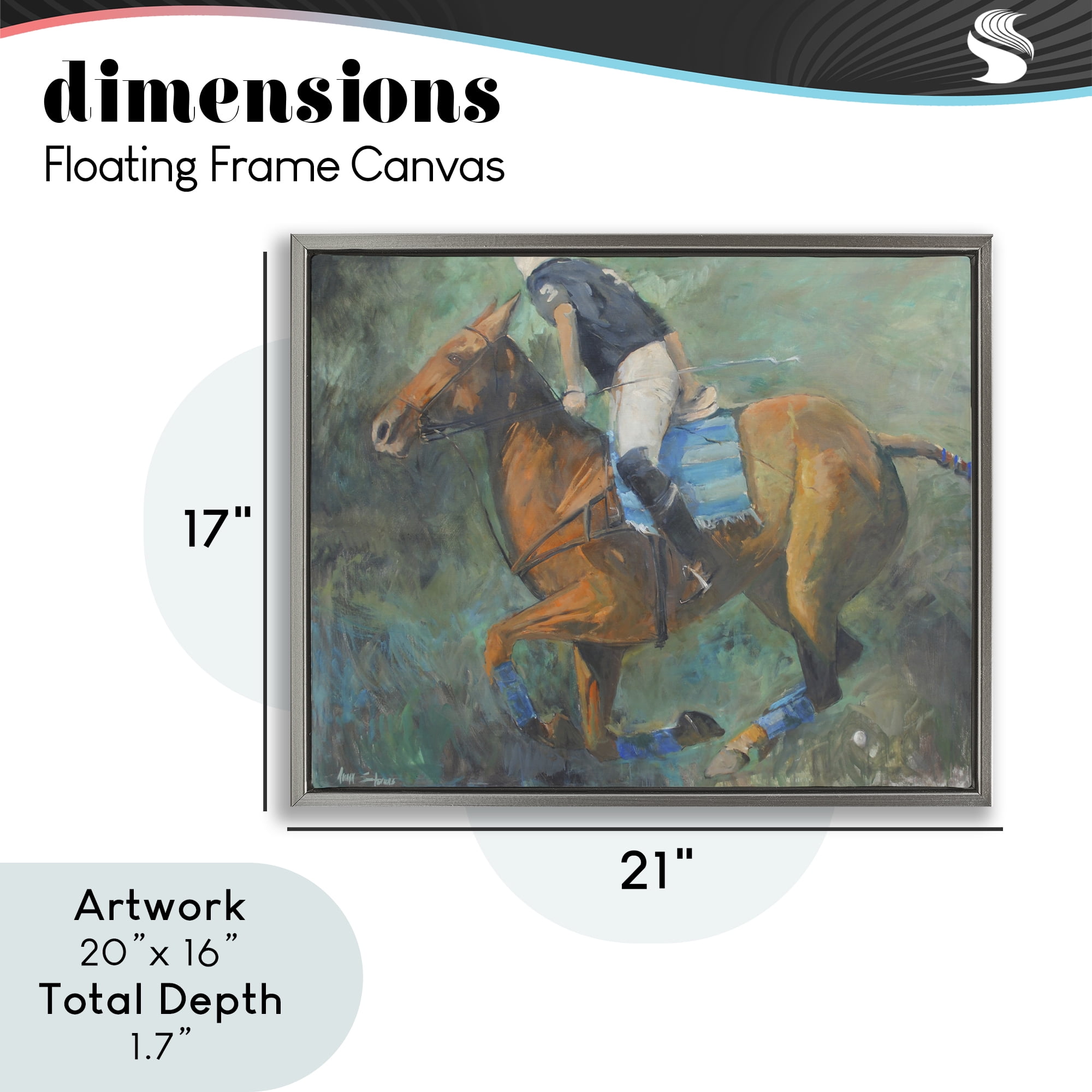 Stupell Industries Polo Rider in Dynamic Motion Gray Framed Floater Canvas Wall Art, design by Jadei Graphics