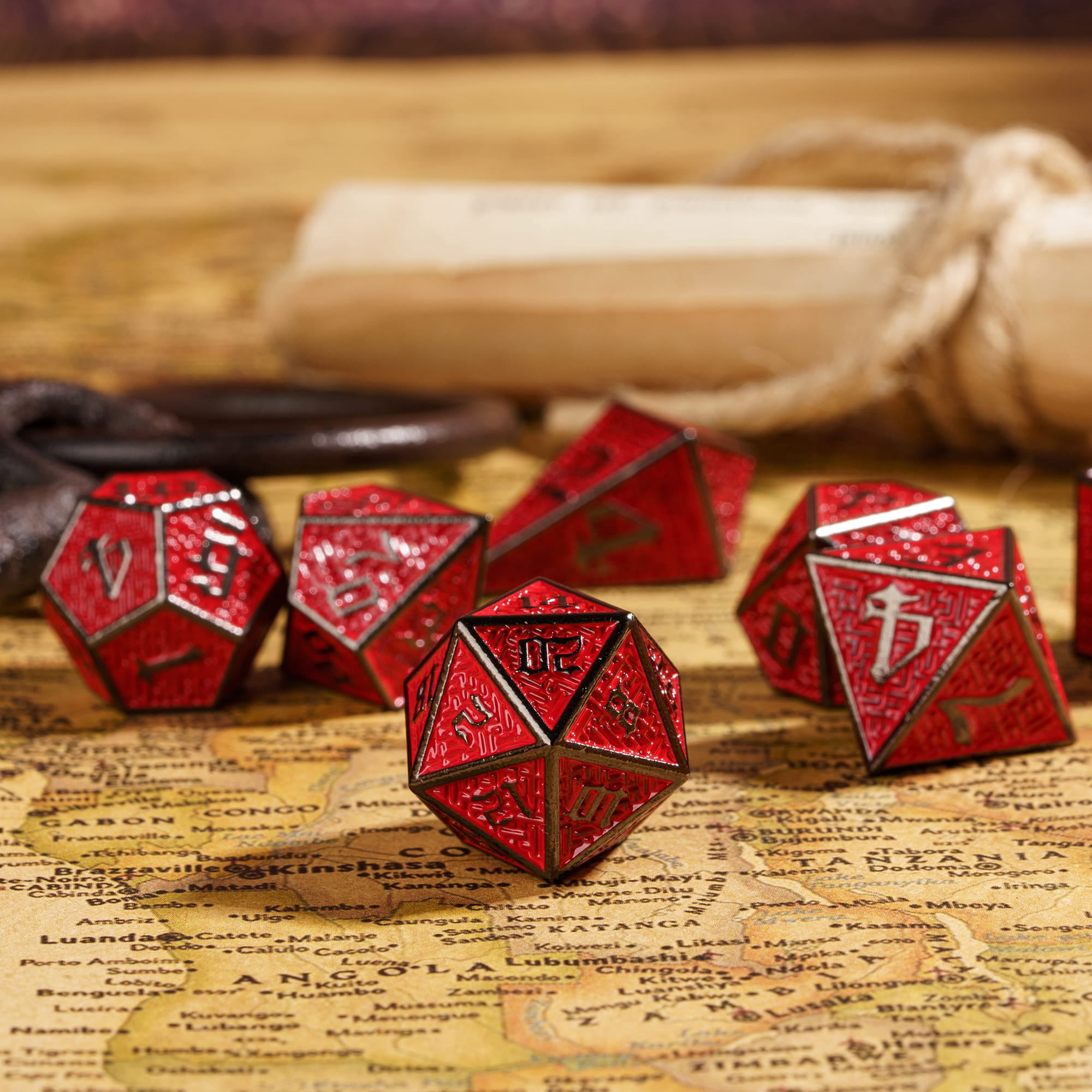 Cusdie 7-Die Metal DND Dice Set, Maze Design Metal Polyhedral D&D Dice Set for DND Dungeons and Dragons TTRPG Role Playing Games