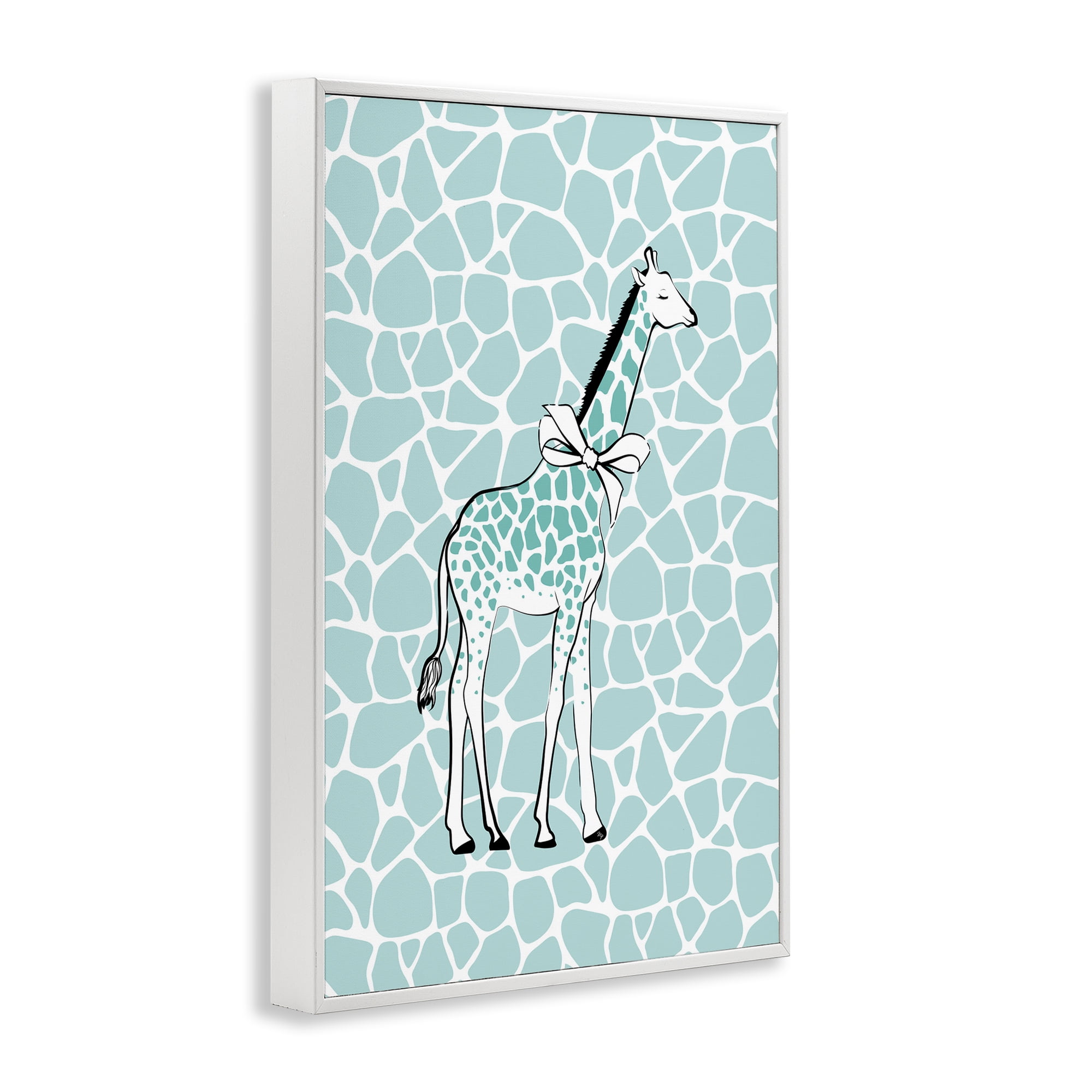 Stupell Industries Blue Patterned Glam Giraffe Animals & Insects Painting White Framed Art Print Wall Art, 20 x 30